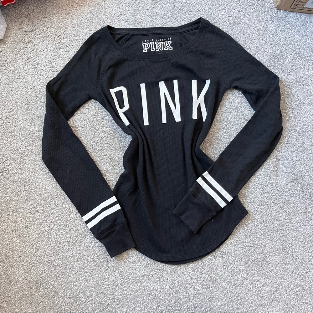 Victoria secret PINK long sleeve black top size small